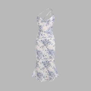 CIDER Blue and white print cocktail dress
